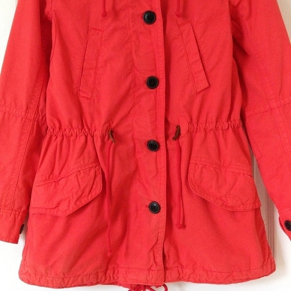 Gap Lightweight Zip & Button Front Hooded Utility Cargo Jacket Hot Coral Pink XS - Picture 6 of 16